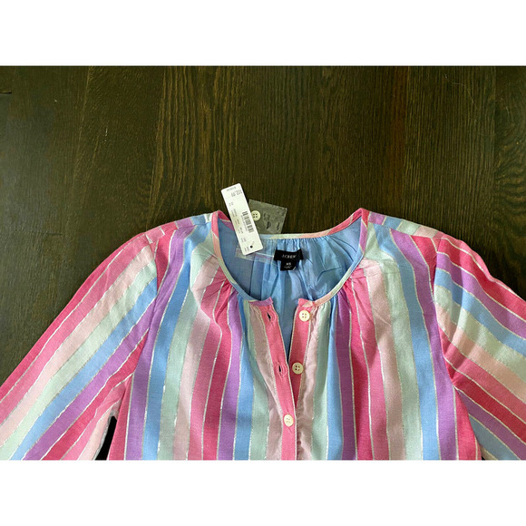 NWT~ J‎ CREW button-up dress in pastel stripe~XS ~ (tie is missing) - Picture 3 of 3